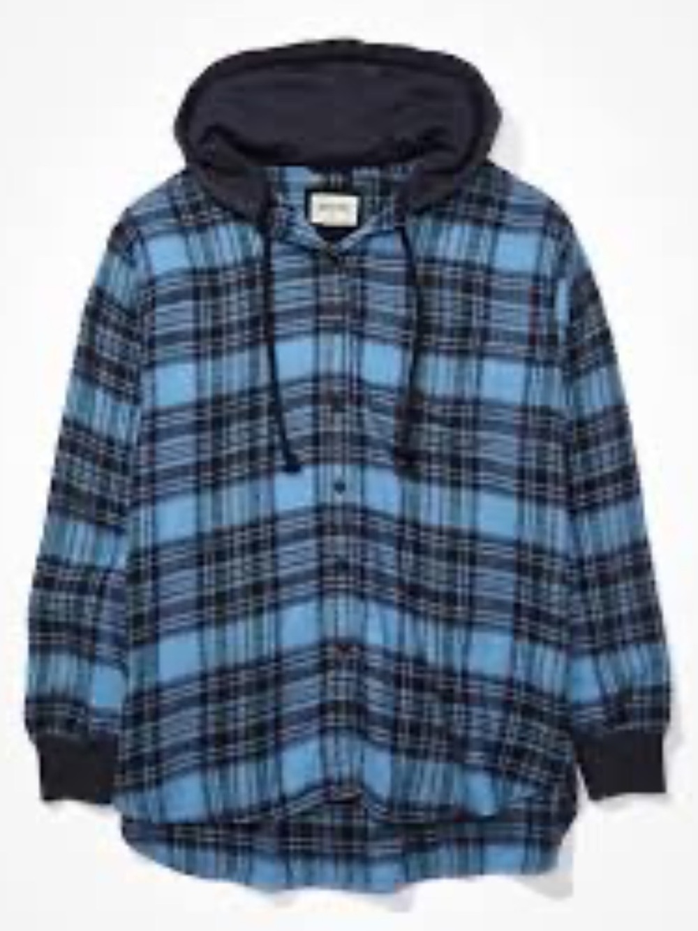 American Eagle Cozy Cabin Oversized Hoodie Flannel Blue Medium NWOT